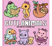 Cute Animals: Bold and Easy Coloring Book for Adults and Kids with 51 Simple and Big Designs for Fun, Stress Relief and Relaxation