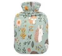 Cute Animals - Bolsa de agua caliente con funda de forro polar suave, bolsa de agua caliente para aliviar el dolor de cuello y hombros, terapias frías y calientes, talla L