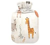 Cute Animals - Bolsa de agua caliente con funda de forro polar suave, bolsa de agua caliente para aliviar el dolor de cuello y hombros, terapias frías y calientes, talla S