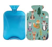 Cute Animals - Bolsa de agua caliente con funda, diseño de setas de animales, bolsa de agua caliente de 2 L para aliviar el dolor, cuello y hombro, mano y pies, caliente y fría