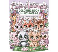 Cute Animals Coloring Book for Kids Ages 4-8: 32 Easy & Medium Coloring Pages Featuring Adorable Baby Animals, Flowers, and Nature Scenes