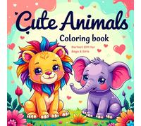Cute Animals Coloring Book for Kids Ages 4-8: 50 Adorable Forest, Jungle & Farm Animals to Color - Fun Creative Activity Gift for Toddlers, Boys, Girls