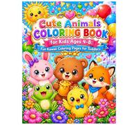 Cute Animals Coloring Book for Kids Ages 4-8: Fun Kawaii Coloring Pages for Toddlers: Over 40 Adorable Coloring Pages with Sweet Animals, Flowers, and Nature Scenes for Little Artists