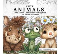 Cute animals: Cute Animal Characters Coloring Book for Adults and Teens