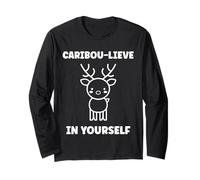 Cute Animals Funny Believe in Yourself Quote Caribou Manga Larga