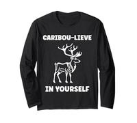 Cute Animals Funny Believe in Yourself Quote Caribou Manga Larga