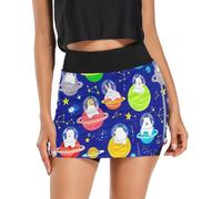 Cute Animals Planet - Falda de golf de otoño azul, faldas de tenis para mujer, cintura alta, falda de tenis alta, Cute Animals Planet Blue, S