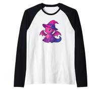 Cute Anime Baby Dragon Witch Kawaii Bisexual Pride Colors Camiseta Manga Raglan