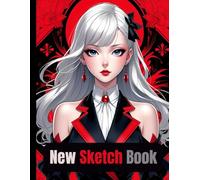 Cute Anime Girl Face Sketchbook: Cute Anime Girl Face Sketchbook Cover, 112 Pages, 8.5 x 11 Page Size, 110 Blank Pages, Black and red background, White Hair Anime Girl Art Sketchbook For All.