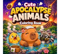 Cute Apocalypse Animals Coloring Book: 50+ Funny Kawaii Coloring Pages for Kids Ages 6-12 with Adorable Pets, Wild Critters, Meteors, Volcanoes, Robots, UFOs, Zombies, Floods & Cozy Chaos