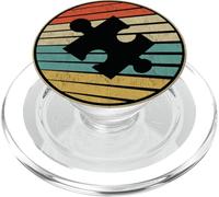 Cute Autism Awareness Vintage 70s 80s Autism Mom Dad Puzzle PopSockets PopGrip para MagSafe