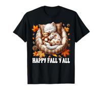 Cute Autumn Cat In Kitten Bed For Cat Lover Happy Fall Yall Camiseta