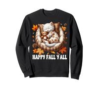 Cute Autumn Cat In Kitten Bed For Cat Lover Happy Fall Yall Sudadera