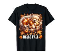 Cute Autumn Golden Retriever Decor For Dog Lover Hello Fall Camiseta