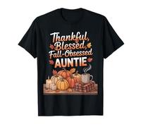 Cute Autumn Pumpkins Thankful, Blessed, Fall-Obsessed Auntie Camiseta