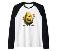 Cute Avocado Graphic For Vegan Women and Girls Happy Face Camiseta Manga Raglan