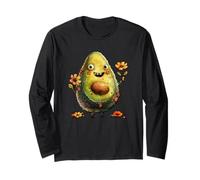 Cute Avocado Graphic For Vegan Women and Girls Happy Face Manga Larga