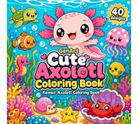 Cute Axolotl Coloring Book: Adorable Kawaii Axolotls & Marine Friends: 40 Cozy Coloring Pages for Kids and Axolotl Lovers