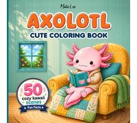 Cute Axolotl Coloring book for kids: 50 Cozy Kawaii scenes & 50 Fun Facts about Axolotls