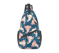 Cute Axolotl Kawaii Pattern Sling Bag Senderismo Mochila Crossbody Hombro Mochila Travel Chest Pack para Hombres Mujeres