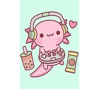 Cute Axolotl Loves Playing Video Games Funny Notebook: Court Case, 100 Pages 6 x 9 Wide Ruled Lined Pages Journal Diary For Students, True Crime Fans, and Justice Seekers