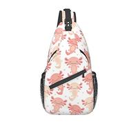 Cute Axolotl Pattern Sling Bag Senderismo Mochila Crossbody Hombro Mochila Travel Chest Pack para Hombres Mujeres