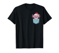 Cute Axolotl Pocket Christmas Funny Holiday Animal Camiseta