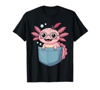 Cute Axolotl Pocket Funny Cartoon Animal Lovers Kids Camiseta