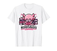 Cute Axolotl Reading Book Kawaii Bookworm Nerd Readsalotl Camiseta