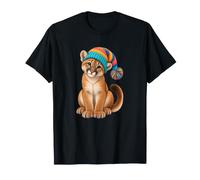Cute Baby Cougar Colorido Beanie Mountain Lion Camiseta