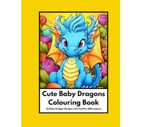 Cute Baby Dragon Colouring Books: 50 Cute Baby Dragon Designs with 50 Positive Affirmations