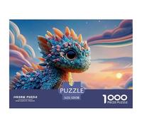 Cute Baby Dragon with Big Eyes Colorful Scales 1000 Piezas Cartulina Premium Rompecabezas DIY Baby Dragon Antiestrés Juego Familiar Rompecabezas para Adultos Y Niños 52x38cm/1000pcs
