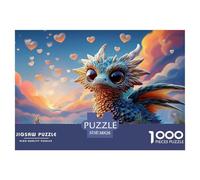 Cute Baby Dragon with Big Eyes Colorful Scales 1000 Piezas Cartulina Premium Rompecabezas DIY Baby Dragon Antiestrés Juego Familiar Rompecabezas para Adultos Y Niños 38x26cm/1000pcs