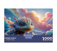 Cute Baby Dragon with Big Eyes Colorful Scales 1000 Piezas Cartulina Premium Rompecabezas DIY Fantasy Dragon Antiestrés Juego Creativo Rompecabezas Regalos para Familia Y Amigos 38x26cm/1000pcs