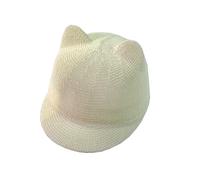 Cute Baby Hat with Ears Summer Straw Mesh Kids Hat Sunscreen for Sun Hats for Girls Boys Unisex Travel Vacation Leisure Beach Cap