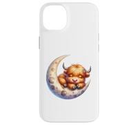Cute Baby Highland Cow Sleeping on The Moon Heifer Farm Carcasa para iPhone 14 Plus