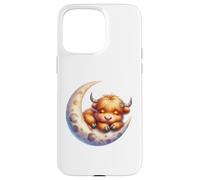 Cute Baby Highland Cow Sleeping on The Moon Heifer Farm Carcasa para iPhone 15 Pro MAX