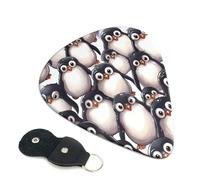 Cute Baby Penguins Sketch - 6 púas de celuloide de 0.96 mm de grosor con soporte de púas de cuero, púa de guitarra personalizada para bajo, guitarras acústicas eléctricas, regalo para amantes de las