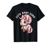 Cute Baby Triceratops Dinosaur with Pink Coquette Bow Kids Camiseta