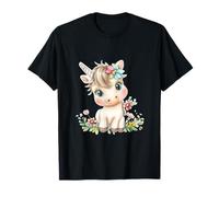 Cute Baby Unicorn with Flowers - Kawaii Pastel Pony Camiseta