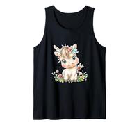 Cute Baby Unicorn with Flowers - Kawaii Pastel Pony Camiseta sin Mangas
