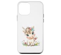 Cute Baby Unicorn with Flowers - Kawaii Pastel Pony Carcasa para iPhone 12 Mini