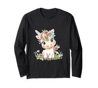 Cute Baby Unicorn with Flowers - Kawaii Pastel Pony Manga Larga
