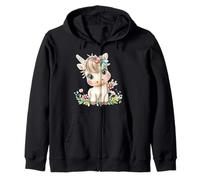 Cute Baby Unicorn with Flowers - Kawaii Pastel Pony Sudadera con Capucha