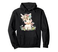 Cute Baby Unicorn with Flowers - Kawaii Pastel Pony Sudadera con Capucha