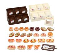 Cute Bakery Toys - Small Realistic Collection, Doll House Food Miniature Display Set for Home Cars Shop Window Offices Cafes Bookstores Sofas Bookshelves Decorative Living Room Play Scene