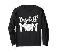 Cute Baseball Mom White Print Softball Mom Mother's Day Manga Larga