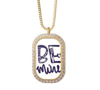 Cute Be Mine - Collar con colgante de diamantes de cristal dorado con cita a mano