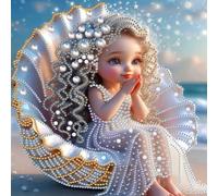 Cute Beach Girl 5D DIY - Kit de taladro parcial para adultos (30 x 30 cm)