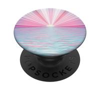 Cute Beachy Phone Holder Beach Theme Sunset Pink Blue Ocean PopSockets PopGrip Adhesivo